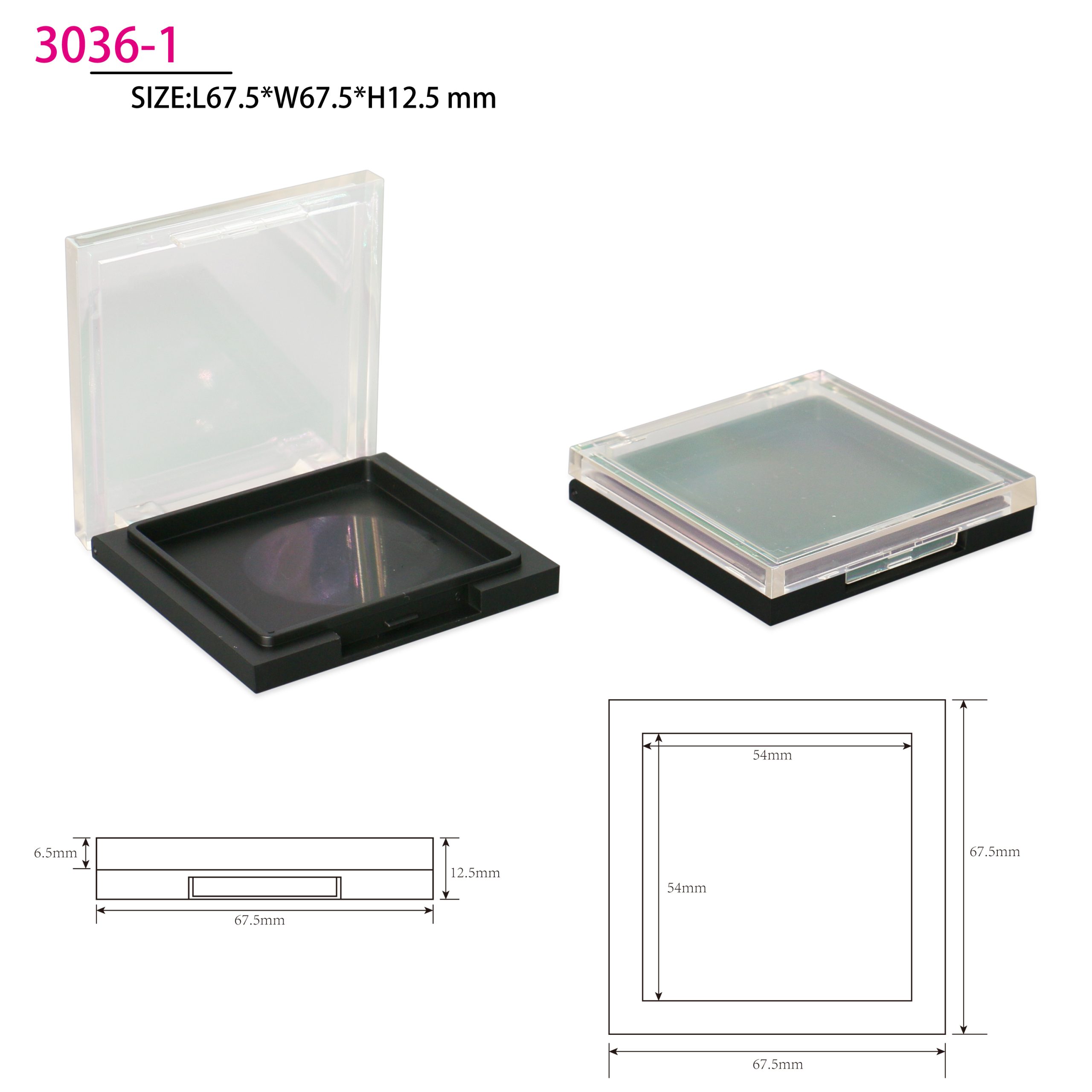 Cosmetic packaging wholesale square eyeshadow case plastic empty highlight shadow palette customized