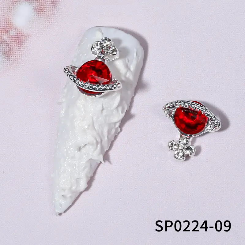 Alloy Diamond Saturn Shape Jewelry Rhinestones Nails Art Decorations Luxury Metal Planet Nail Charms