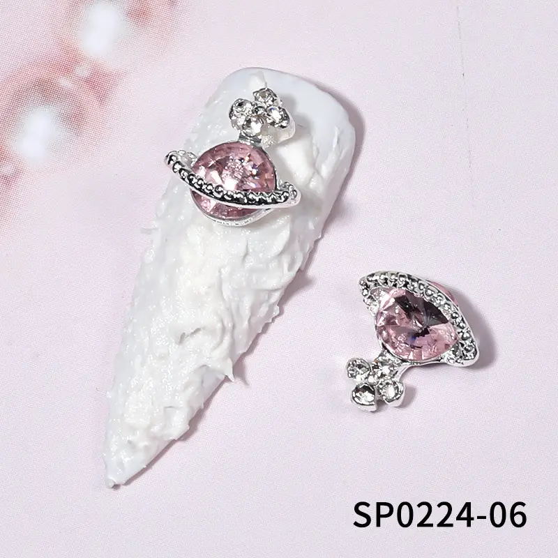 Alloy Diamond Saturn Shape Jewelry Rhinestones Nails Art Decorations Luxury Metal Planet Nail Charms