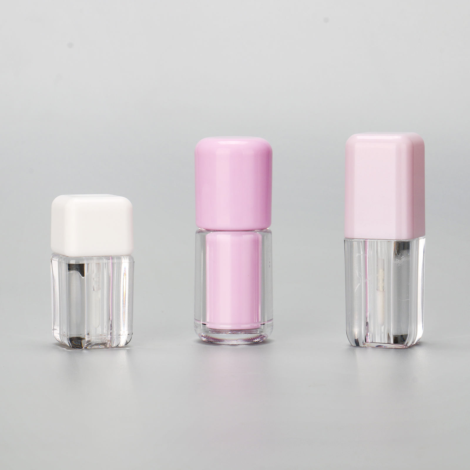 Empty White Pink Mini Lip Tint Cube Container Round Tubby Square Lip Gloss Tube Custom Lip Containers With Brush