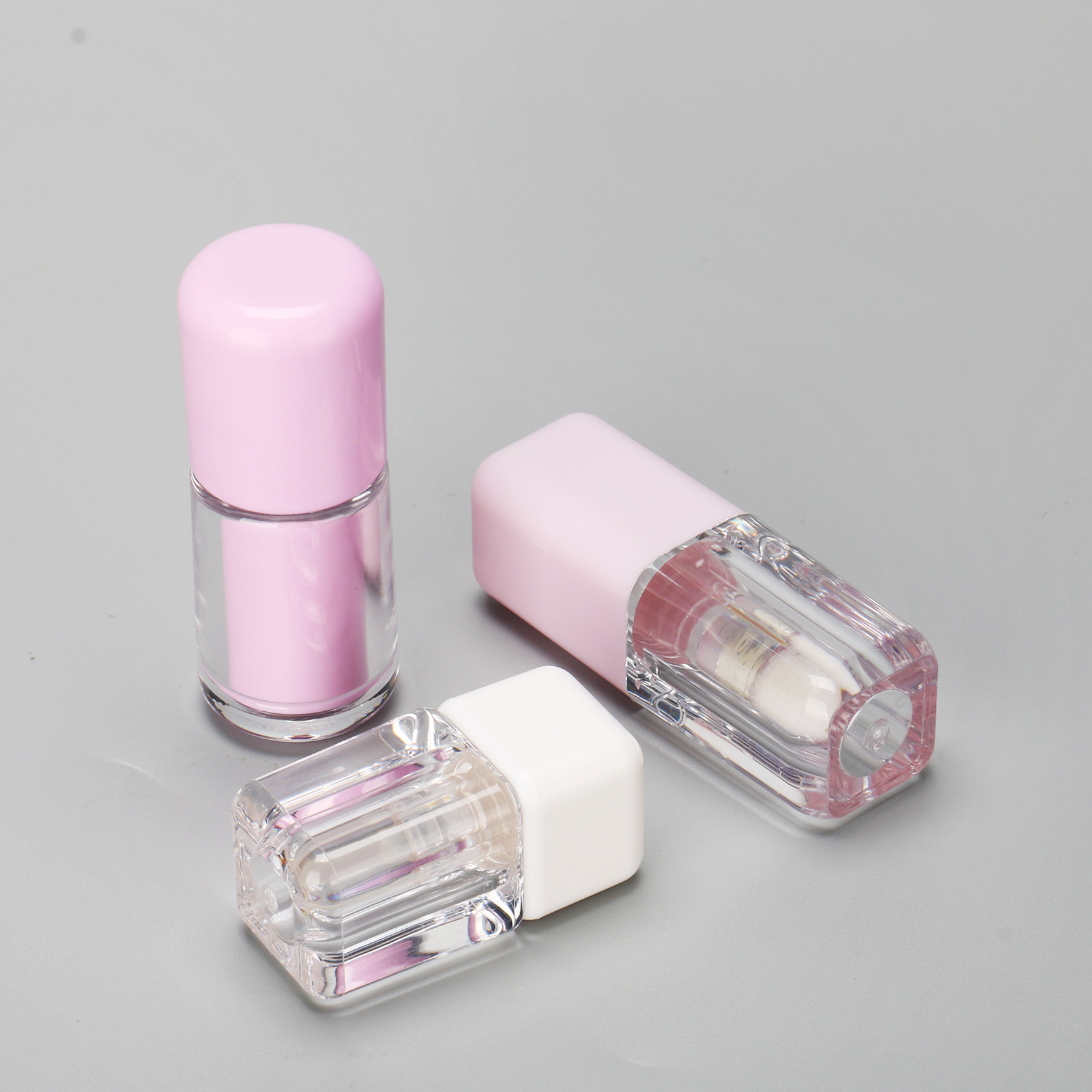 Empty White Pink Mini Lip Tint Cube Container Round Tubby Square Lip Gloss Tube Custom Lip Containers With Brush