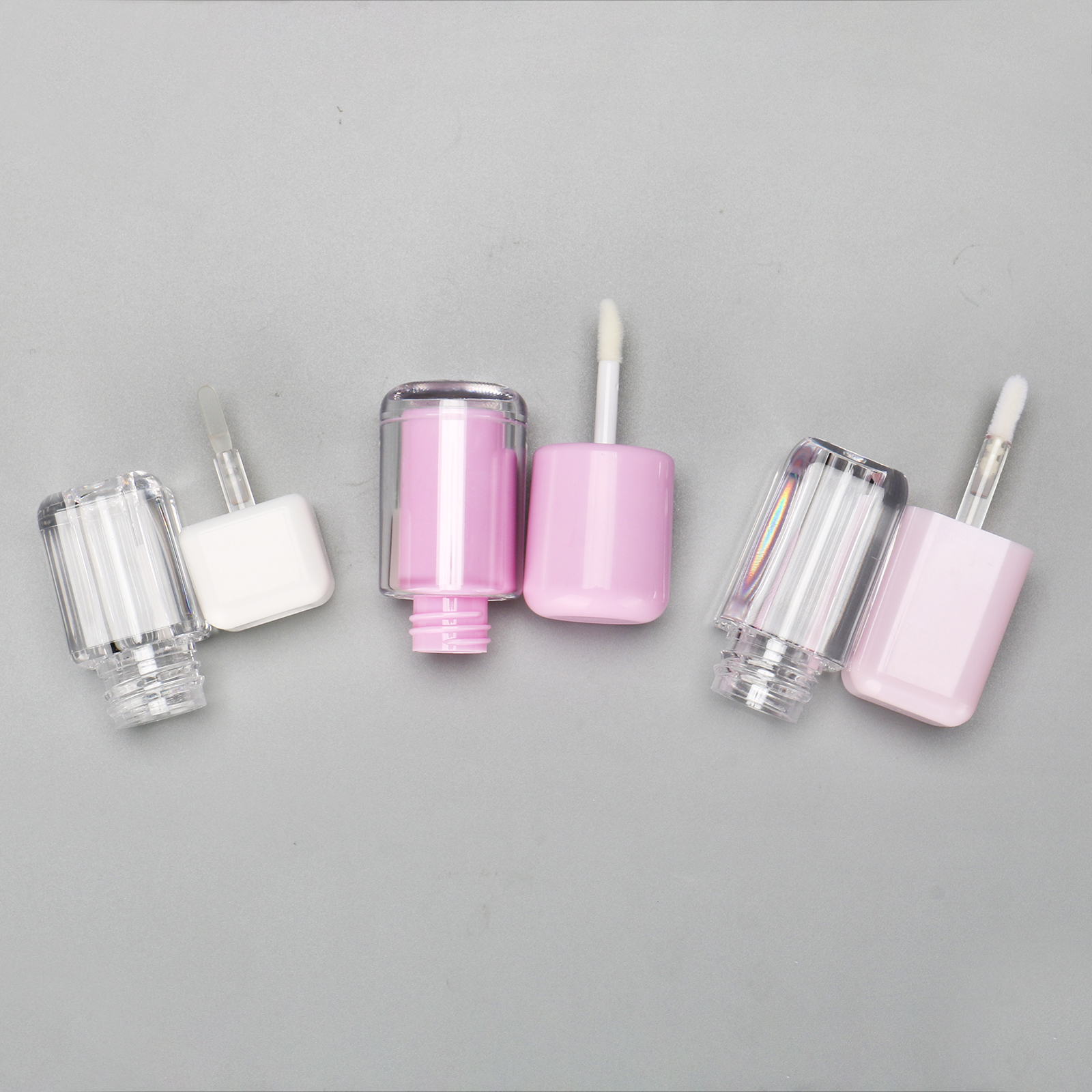 Empty White Pink Mini Lip Tint Cube Container Round Tubby Square Lip Gloss Tube Custom Lip Containers With Brush