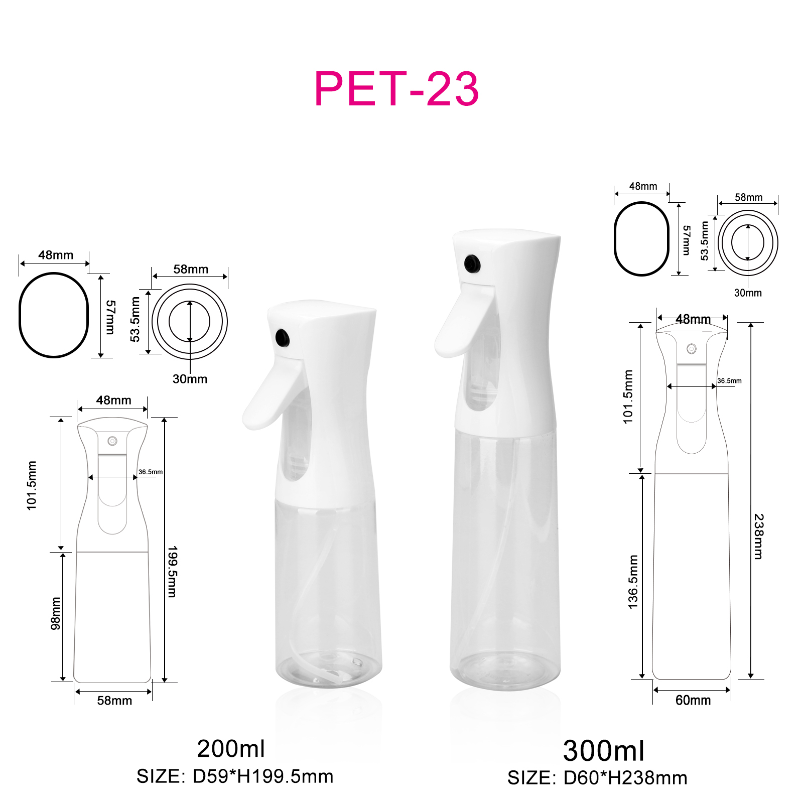 High Pressure Spray Bottle 200ml 300ml Pet Fine Mist Sprayer Bottle Alcohol Personal Care Cosmetics Continuous Spray Bottle