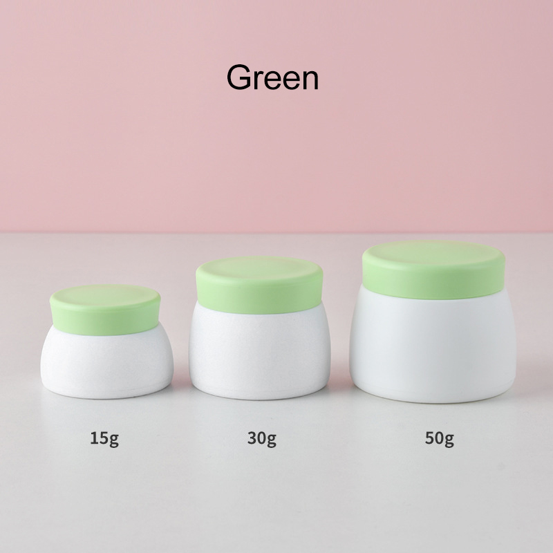 Empty 15g 30g 50g White PP Plastic Double Layer Cream Jar Custom Baby Face Eye Cream Jar With Pink Green Lid