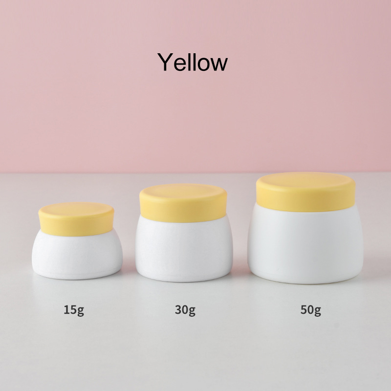 Empty 15g 30g 50g White PP Plastic Double Layer Cream Jar Custom Baby Face Eye Cream Jar With Pink Green Lid