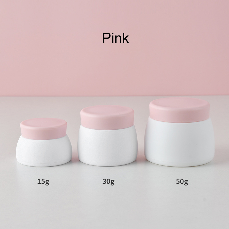 Empty 15g 30g 50g White PP Plastic Double Layer Cream Jar Custom Baby Face Eye Cream Jar With Pink Green Lid