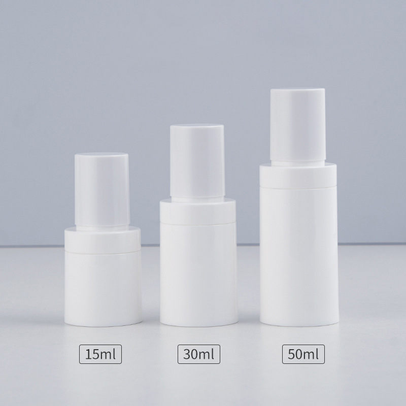 Empty Refillable 15ml 30ml 50ml Airless Pump Bottle Unique Purple White Color PP Plastic Serum Airless Pump Bottle