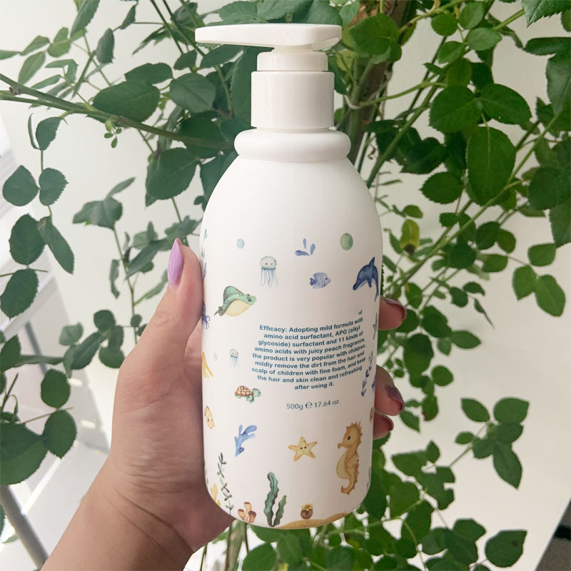 Eco Friendly HDPE Plastic Round Lotion Bottle Large Capacity 500ml Custom Children Shower Gel Shampoo Bottle