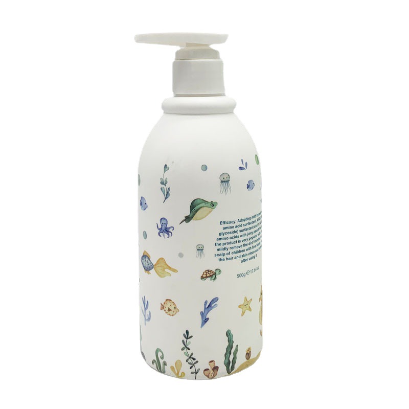 Eco Friendly HDPE Plastic Round Lotion Bottle Large Capacity 500ml Custom Children Shower Gel Shampoo Bottle