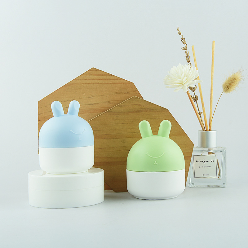 Kids Cream Jar Cute Ear-Shape Cap PP Plastic 30g 50g Empty Face Cream Recyclable Jar With Rabbit Lid