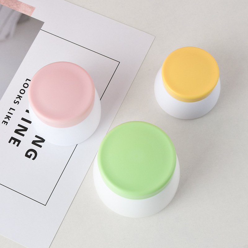 Empty 15g 30g 50g White PP Plastic Double Layer Cream Jar Custom Baby Face Eye Cream Jar With Pink Green Lid