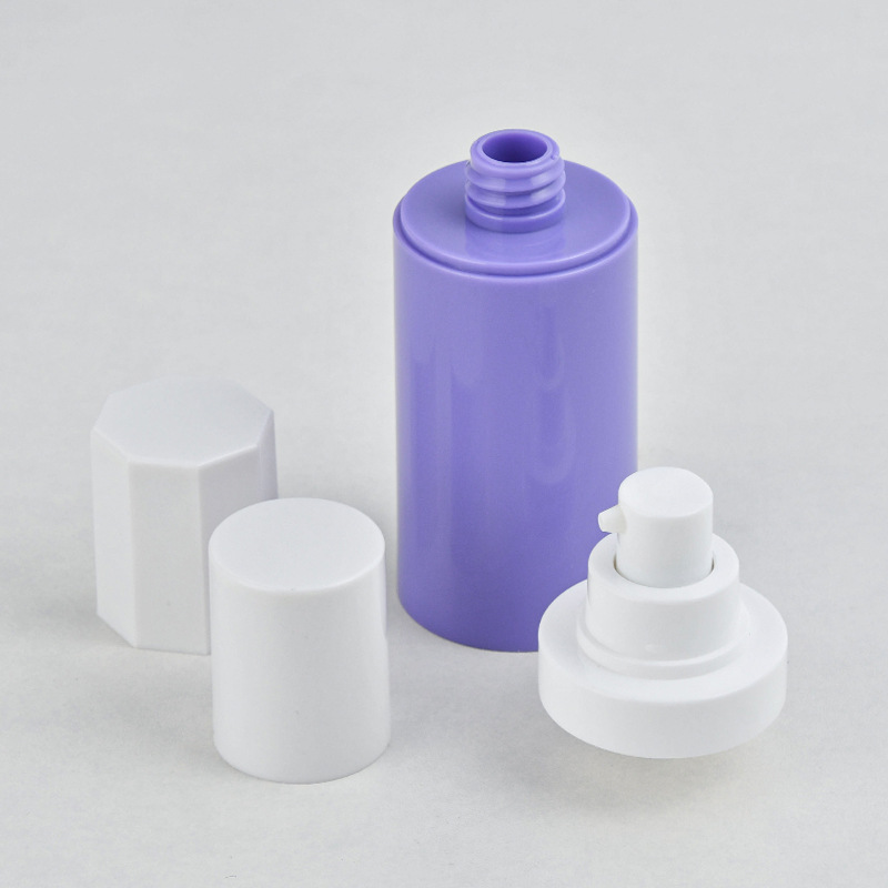 Empty Refillable 15ml 30ml 50ml Airless Pump Bottle Unique Purple White Color PP Plastic Serum Airless Pump Bottle