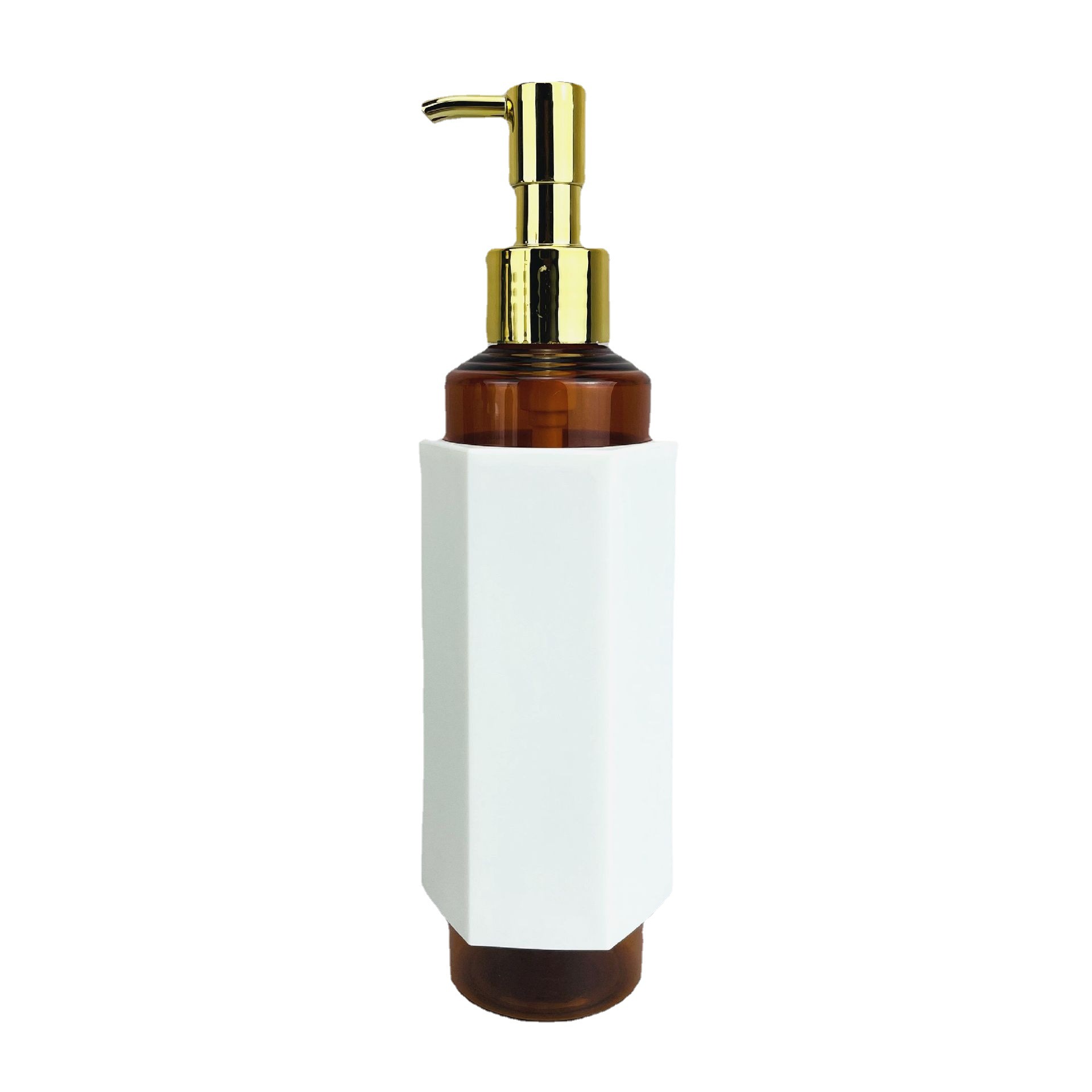 200ml Amber Skincare Serum Lotion Pump Bottle Luxury Cosmetic Makeup Remover Cleansing Oil Bottle With Gold Lotion Pump