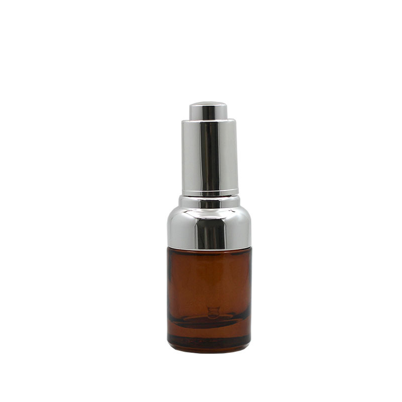 30ml Amber Glass Cosmetic Dropper Bottle Skin Care Serum Dropper Bottle With Silver Cap For Cosmetic Essential Oil