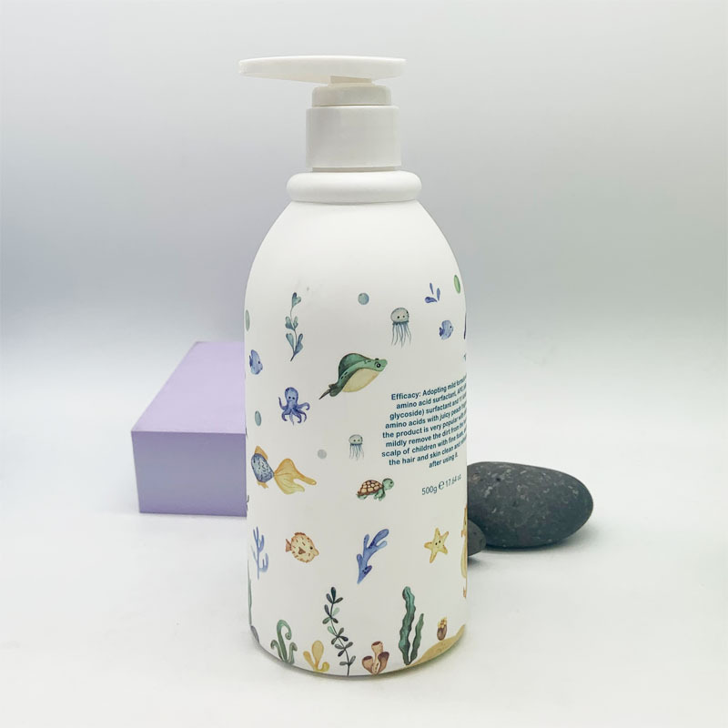 Eco Friendly HDPE Plastic Round Lotion Bottle Large Capacity 500ml Custom Children Shower Gel Shampoo Bottle