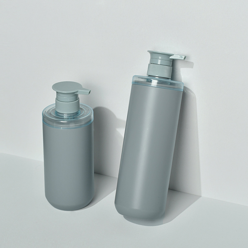 500ml 700ml Empty HDPE Plastic Body Lotion Shower Gel Pump Bottle Frosted Grey Refillable Shampoo Conditioner Bottle