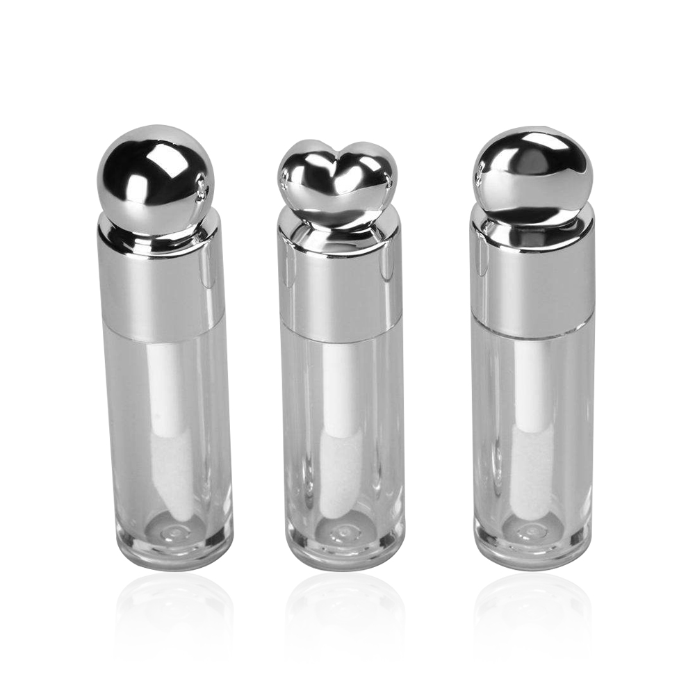 Empty Lipgloss Tube Liquid Lipstick Cases Unique Design Lip Gloss Tubes Heart Shaped Silver Lid Lip Gloss Containers