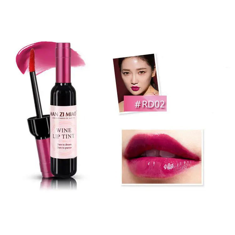 Cute Wine Bottle Matte Lip Tint Liquid Matte Waterproof Water Organic Wine Korean Lip And Cheek Tint Lip Gloss