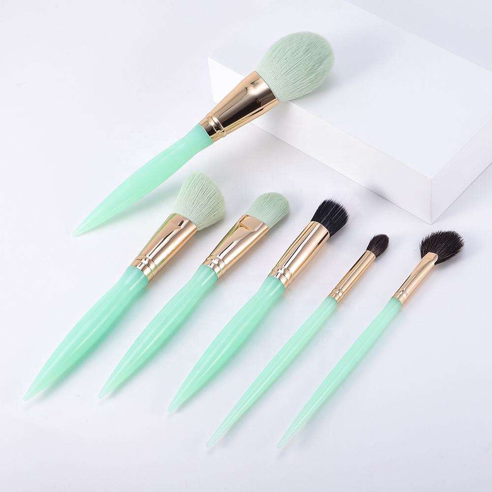 Green Plastic Handle Custom Logo Luxury Makeup Brushes Professional Private Label Vegan Makeup Brush Set