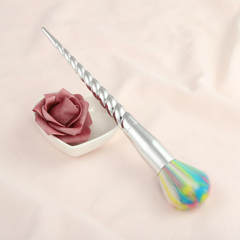 Portable Travel Colorful Bristles Cosmetic Brush Set 7pcs Luxury Unicorns Makeup Brushes With Silver Handle