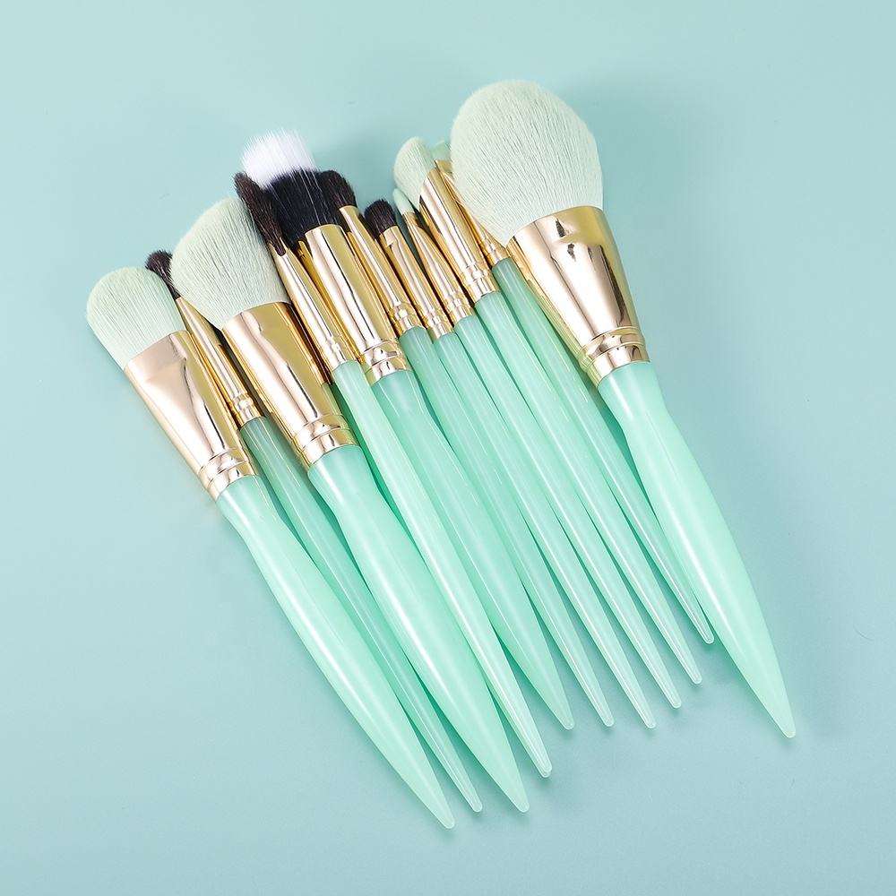 Green Plastic Handle Custom Logo Luxury Makeup Brushes Professional Private Label Vegan Makeup Brush Set