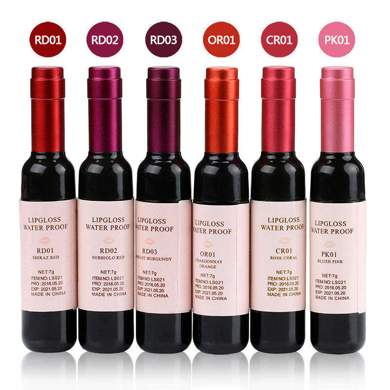 Cute Wine Bottle Matte Lip Tint Liquid Matte Waterproof Water Organic Wine Korean Lip And Cheek Tint Lip Gloss