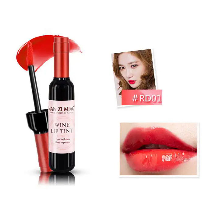 Cute Wine Bottle Matte Lip Tint Liquid Matte Waterproof Water Organic Wine Korean Lip And Cheek Tint Lip Gloss