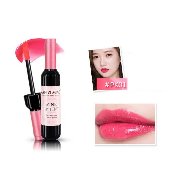 Cute Wine Bottle Matte Lip Tint Liquid Matte Waterproof Water Organic Wine Korean Lip And Cheek Tint Lip Gloss