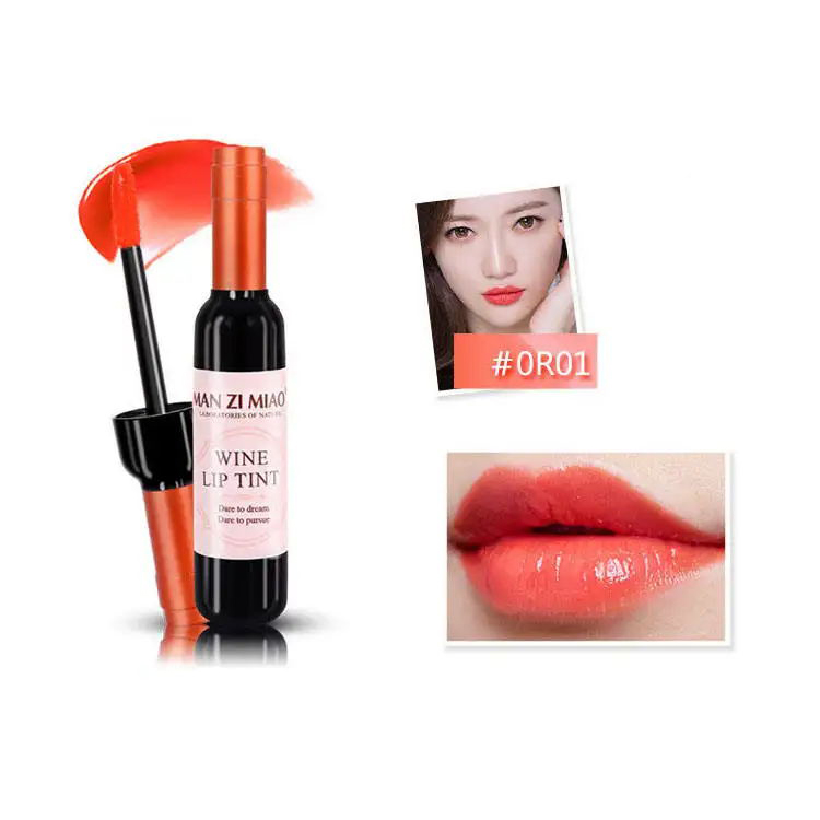 Cute Wine Bottle Matte Lip Tint Liquid Matte Waterproof Water Organic Wine Korean Lip And Cheek Tint Lip Gloss