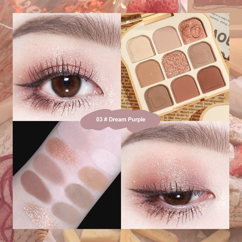 Bread Shaped Nude Eyes Makeup 9 Colors Cute Toast Eye Shadow Private Label High Pigmented Eyeshadow Palette