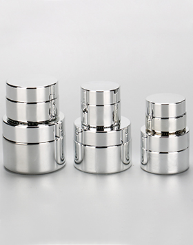 5g 10g 15g 20g 30g 50g Luxury Cosmetic Packaging Empty Round UV Plated Silver Glass Jar For Skin Care