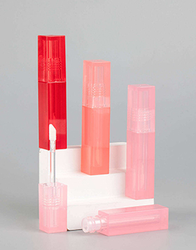 2.5ml PETG Plastic Empty Lipgloss Tube Container Square Clear Pink Lip Gloss Tubes