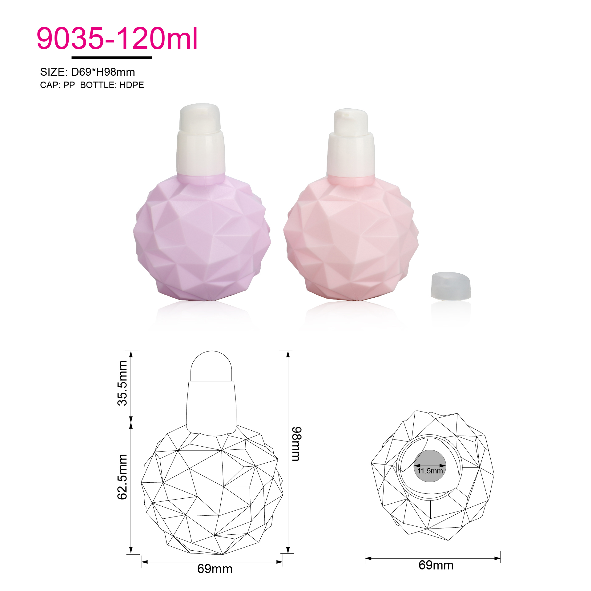 100ml Unique Design Cute Hand Skincare Cream Bottle 100ml Pink Plastic Sunscreen Body Lotion Oil Bottles