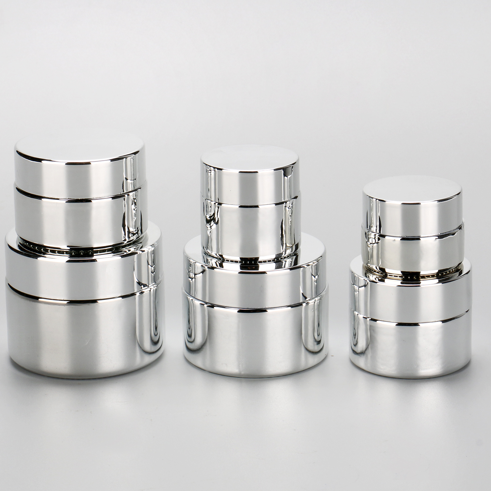 5g 10g 15g 20g 30g 50g Luxury Cosmetic Packaging Empty Round UV Plated Silver Glass Jar For Skin Care