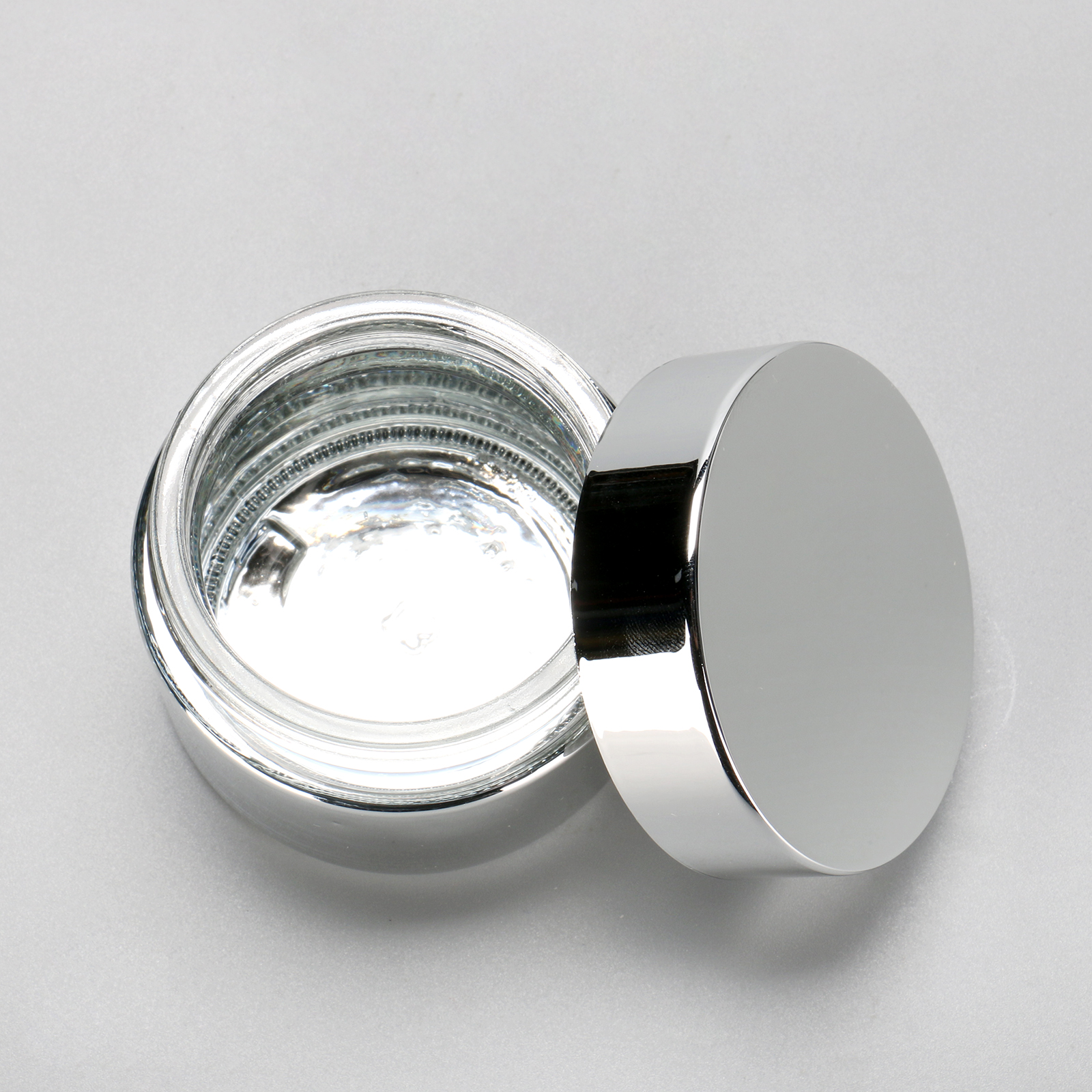 5g 10g 15g 20g 30g 50g Luxury Cosmetic Packaging Empty Round UV Plated Silver Glass Jar For Skin Care