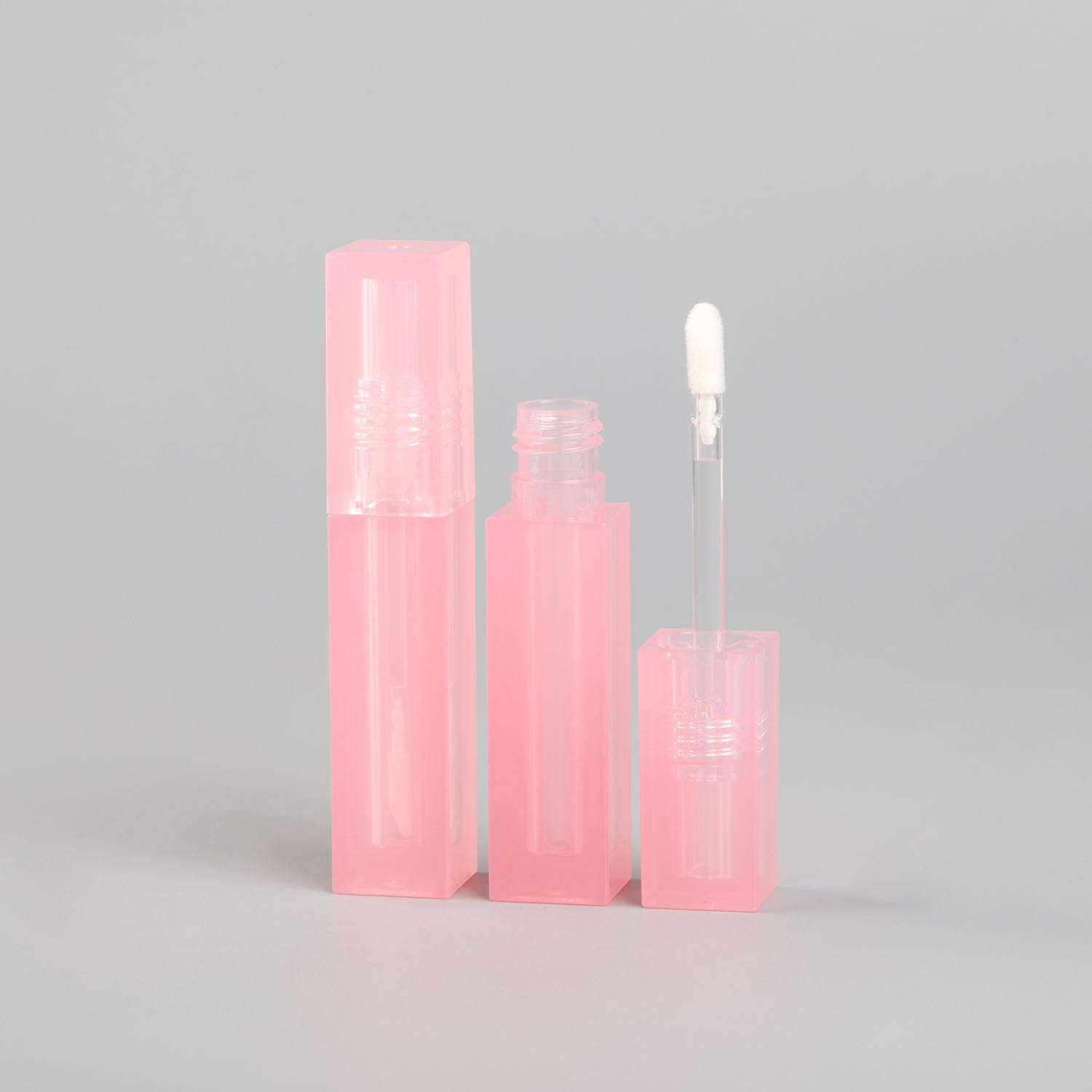 2.5ml PETG Plastic Empty Lipgloss Tube Container Square Clear Pink Lip Gloss Tubes