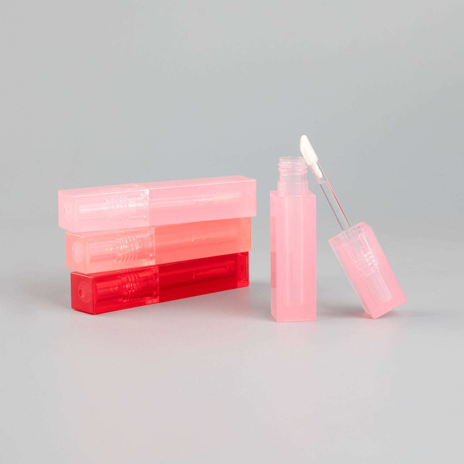 2.5ml PETG Plastic Empty Lipgloss Tube Container Square Clear Pink Lip Gloss Tubes