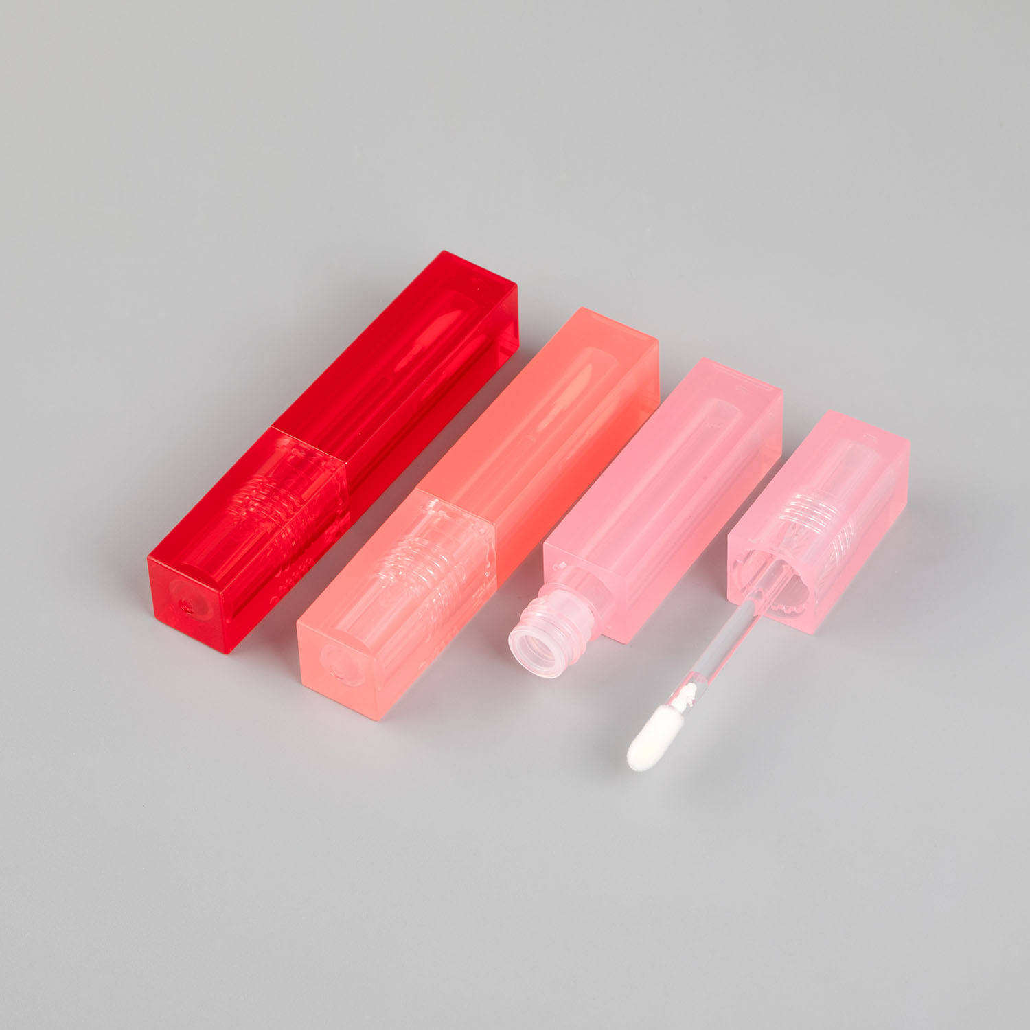 2.5ml PETG Plastic Empty Lipgloss Tube Container Square Clear Pink Lip Gloss Tubes