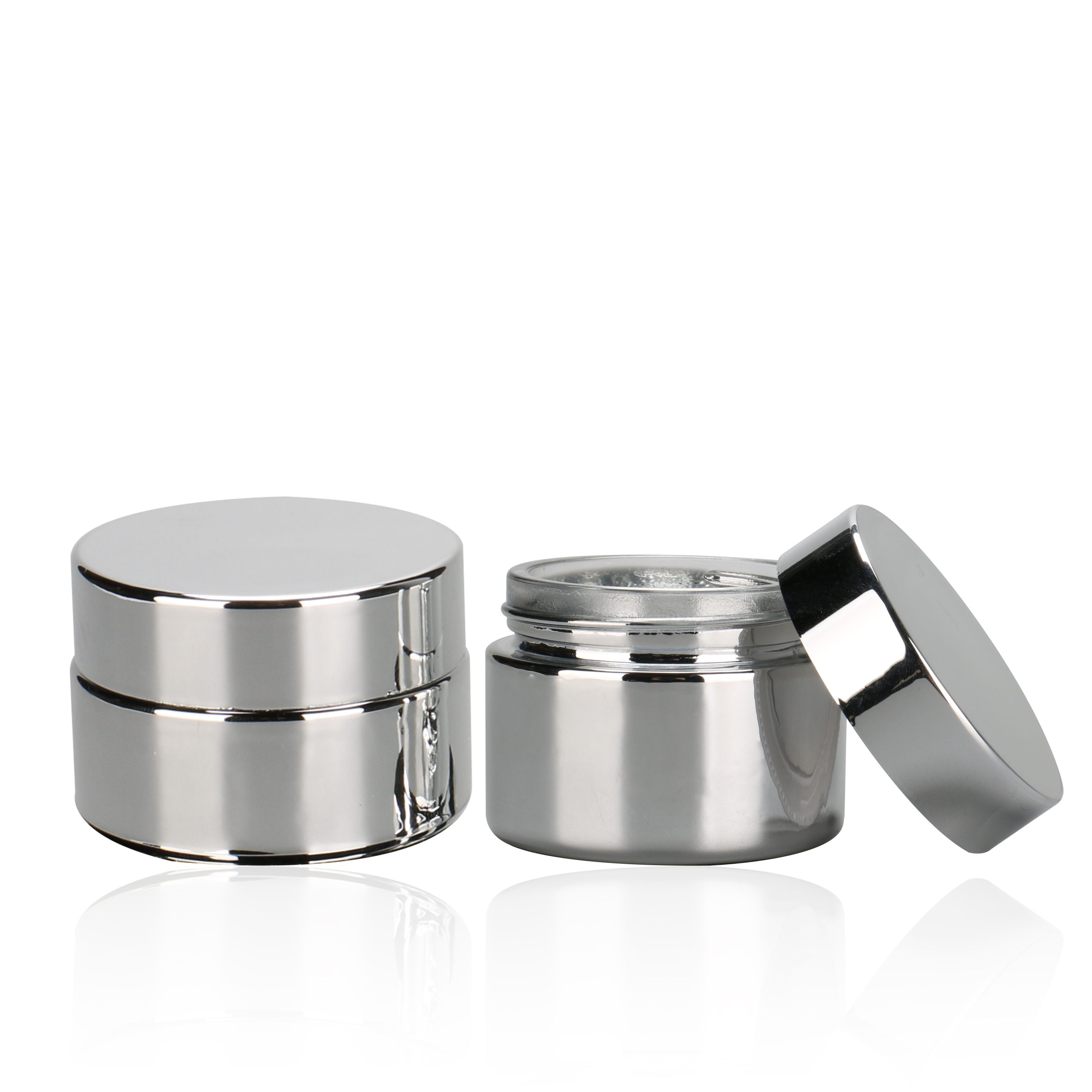 5g 10g 15g 20g 30g 50g Luxury Cosmetic Packaging Empty Round UV Plated Silver Glass Jar For Skin Care