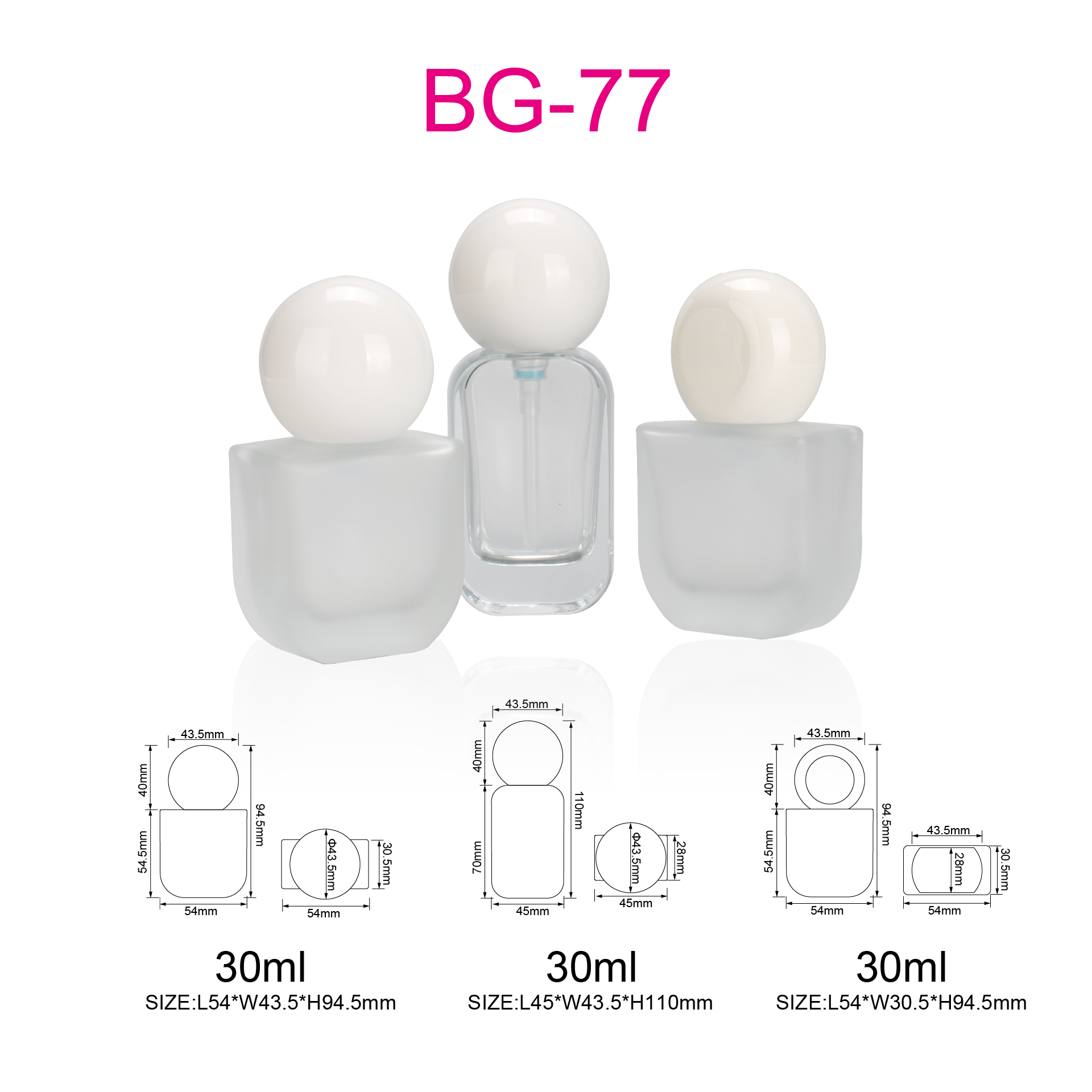 30ml Press Spray Essential Oil Foundation Cosmetics Packaging Thick Bottom Frosted Glass Lotion Pump Bottle With Ball Cap