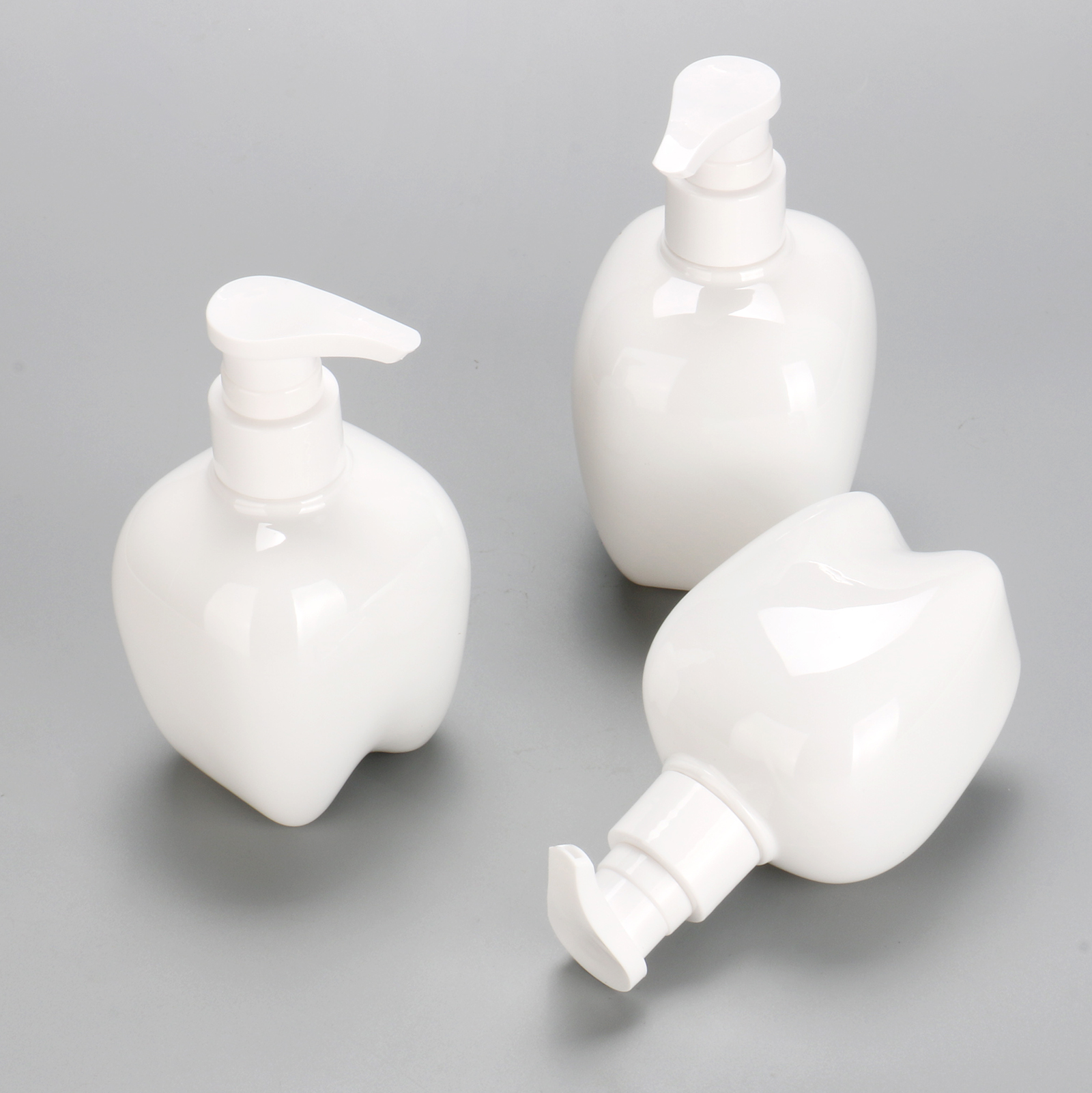 150ml 200ml 250ml PET Plastic Liquid Soap Container Bottle White Tooth Shape Toothpaste Pump Bottle