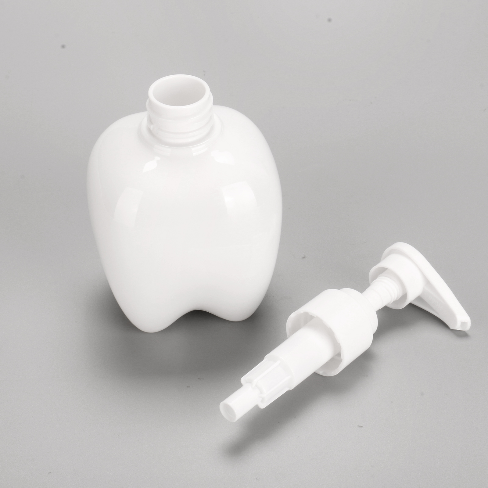 150ml 200ml 250ml PET Plastic Liquid Soap Container Bottle White Tooth Shape Toothpaste Pump Bottle