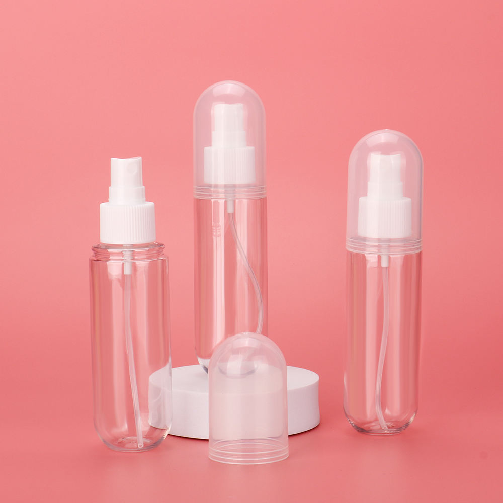 110ML Round cap recyclable 110ml Luxury Cosmetic Packaging Plastic Lotion Bottle with Body Mist Spray Pump for Skin Care Packaging