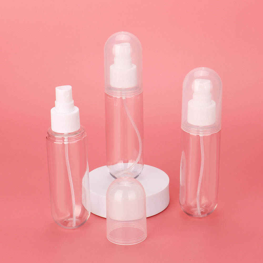 110ML Round cap recyclable 110ml Luxury Cosmetic Packaging Plastic Lotion Bottle with Body Mist Spray Pump for Skin Care Packaging