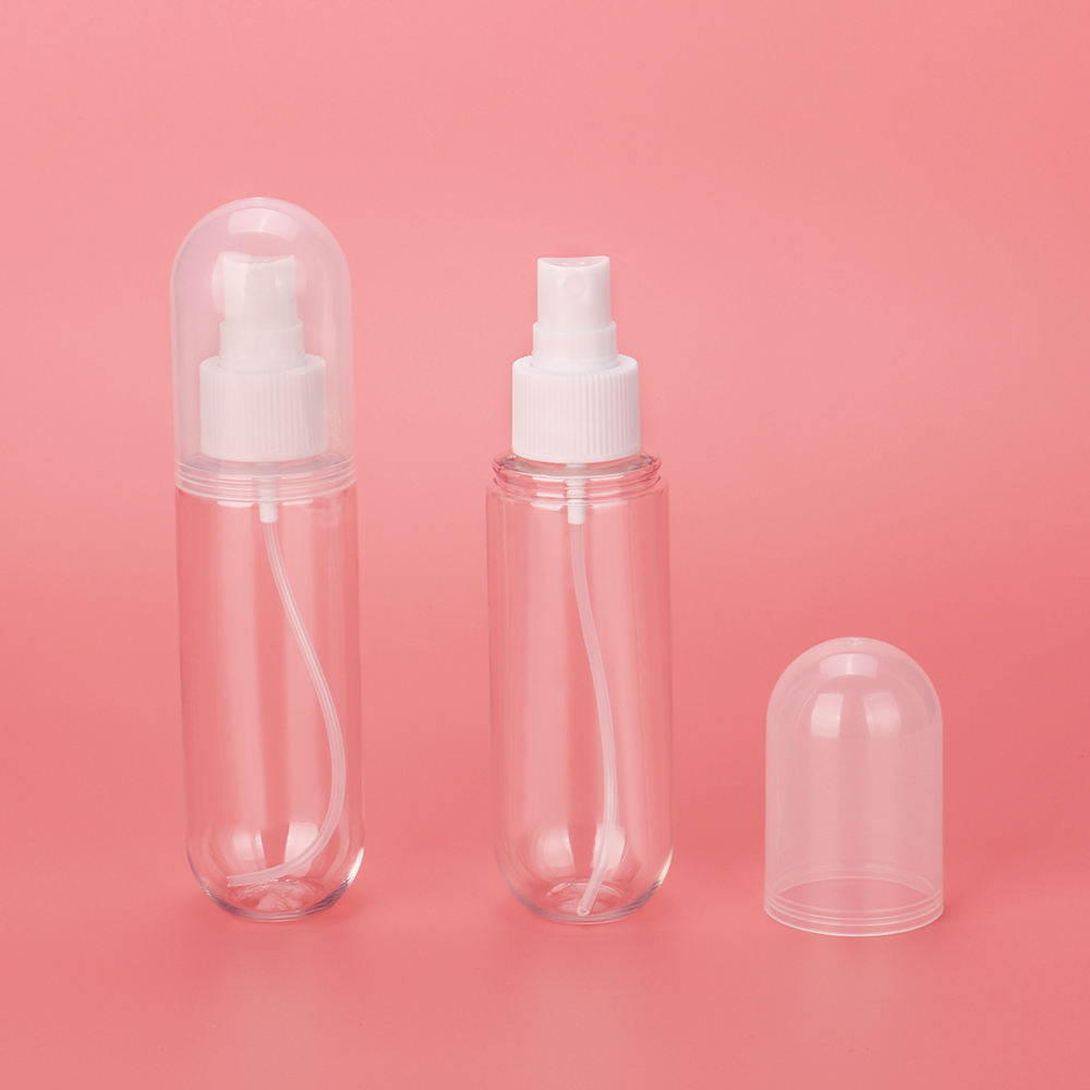 110ML Round cap recyclable 110ml Luxury Cosmetic Packaging Plastic Lotion Bottle with Body Mist Spray Pump for Skin Care Packaging