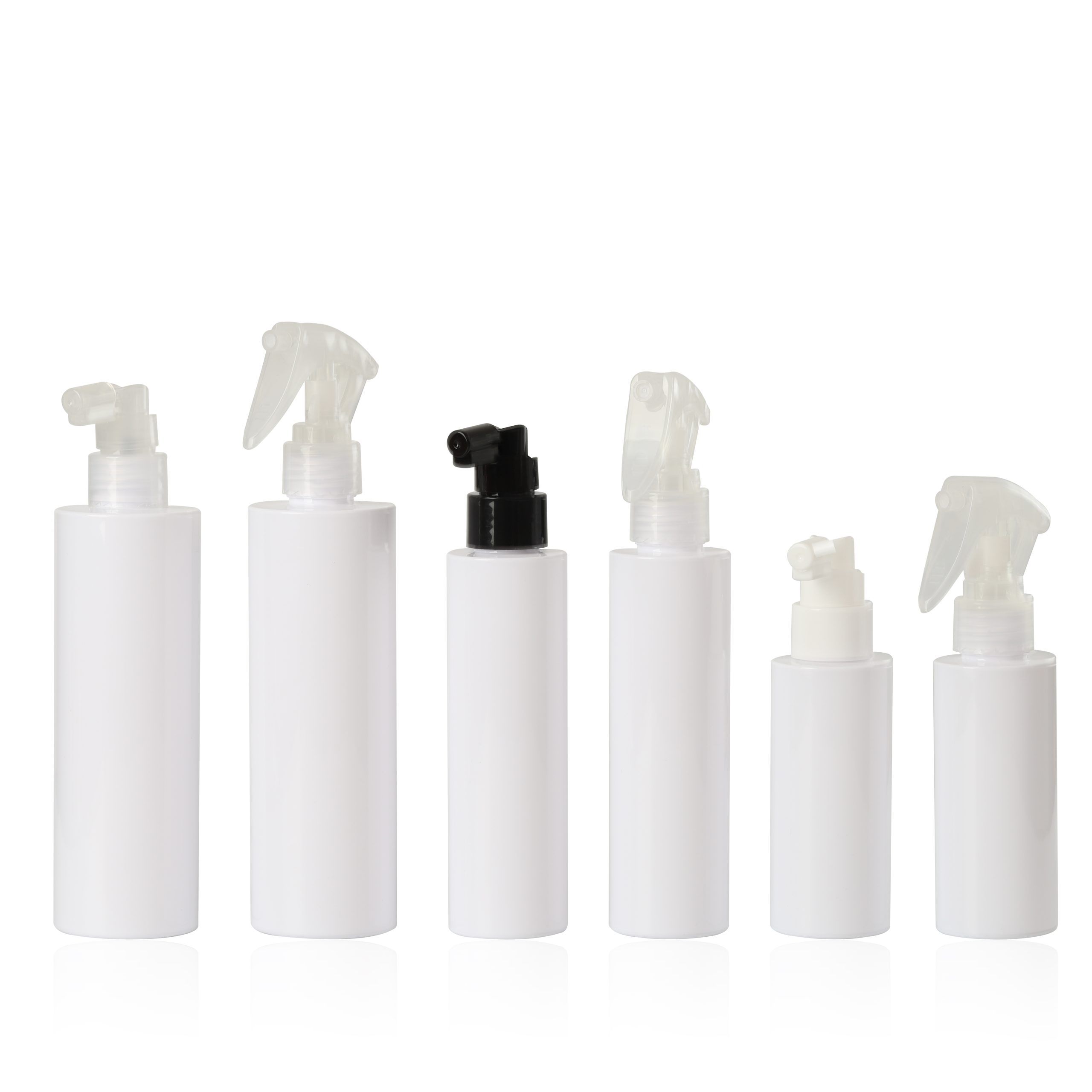 Empty 100ml 200ml 250ml White PET Plastic Water Trigger Spray Bottle With Trigger Nasal Sprayer