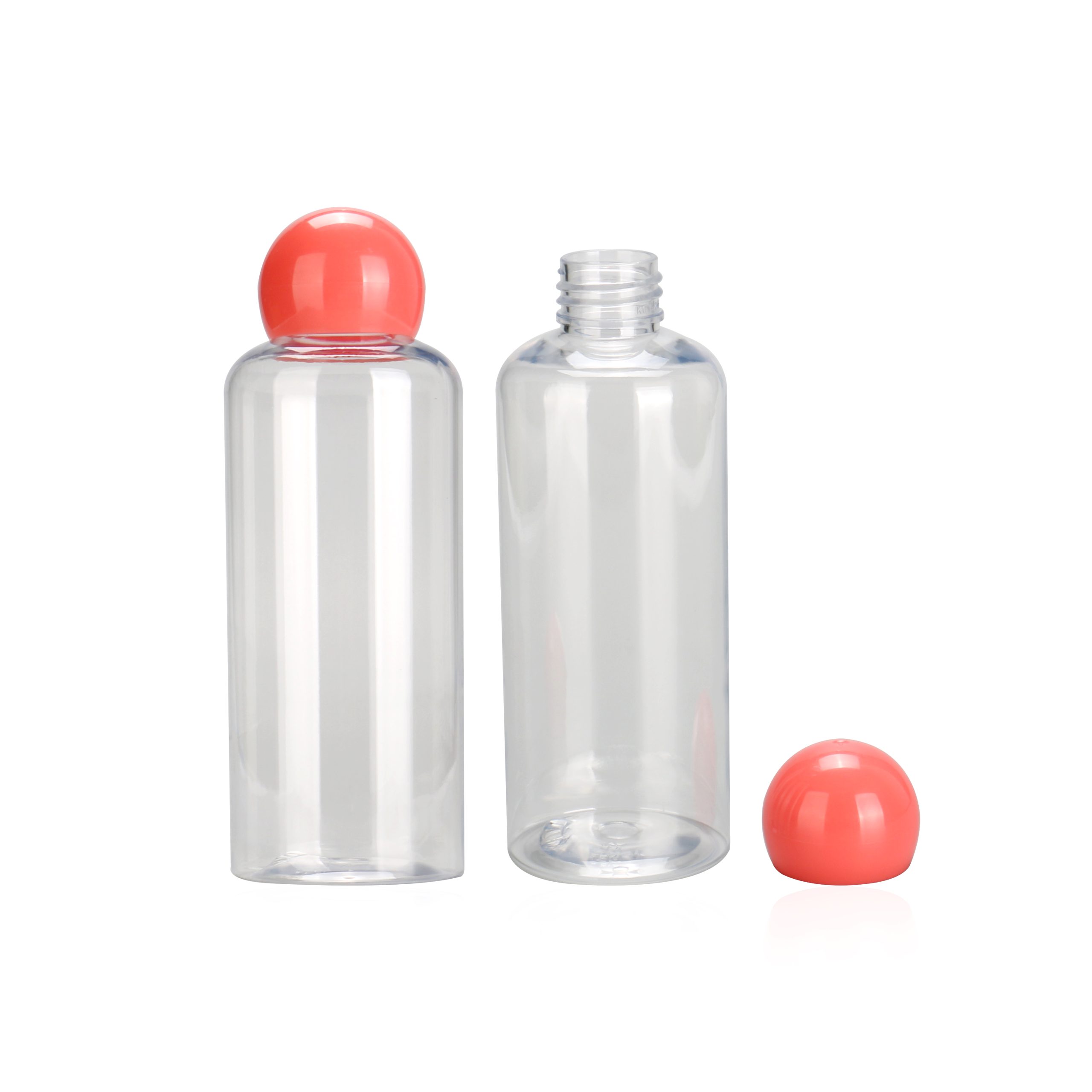 Round Skin Care Serum Lotion packaging PET 200ml 250ml Plastic Toner Baby Care Body Oil Empty Bottle With Ball Cap