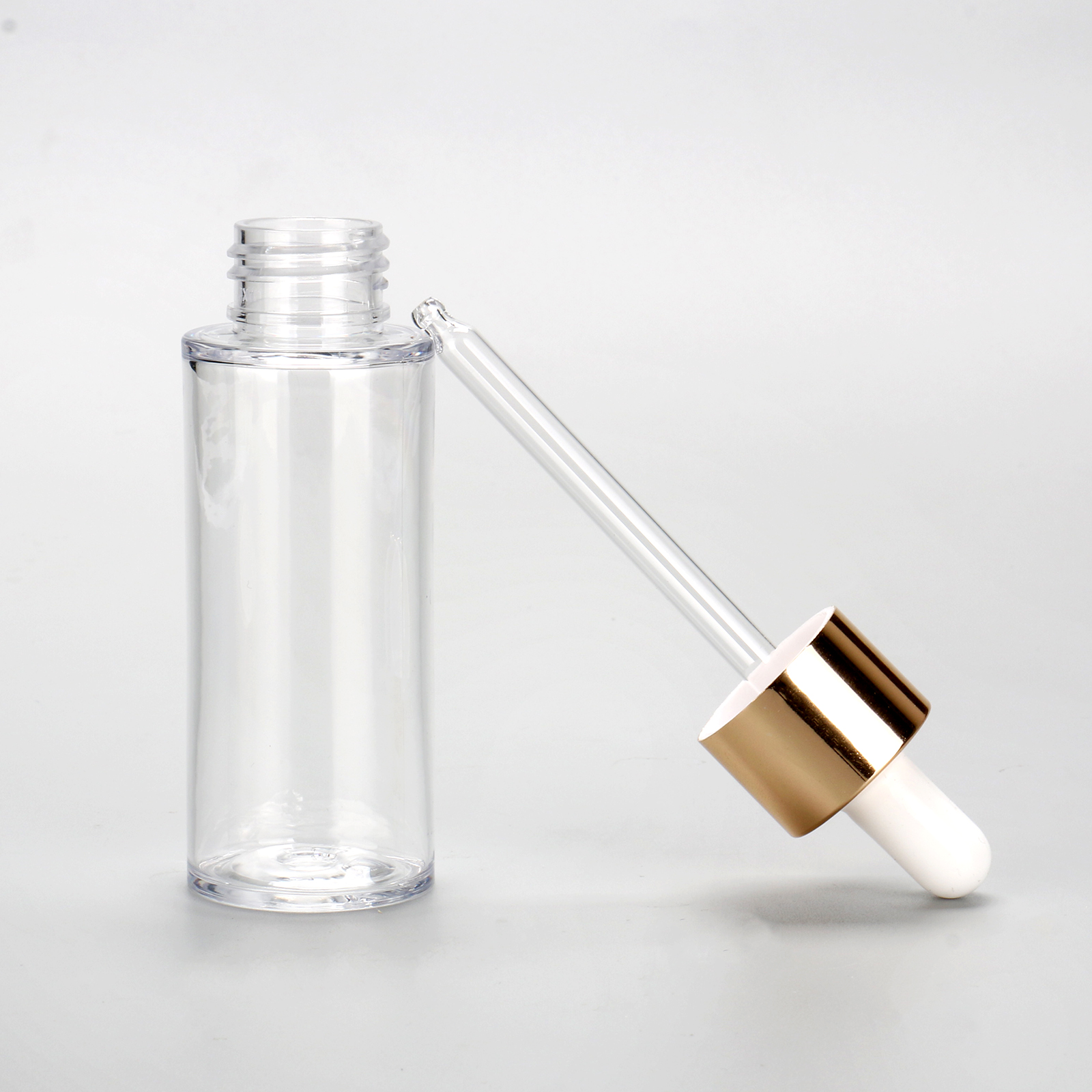 Empty 15ml 30ml 50ml 60ml Round Dropper Head Serum Bottle PET Plastic Clear Cosmetics Essential Oil Dropper Bottle