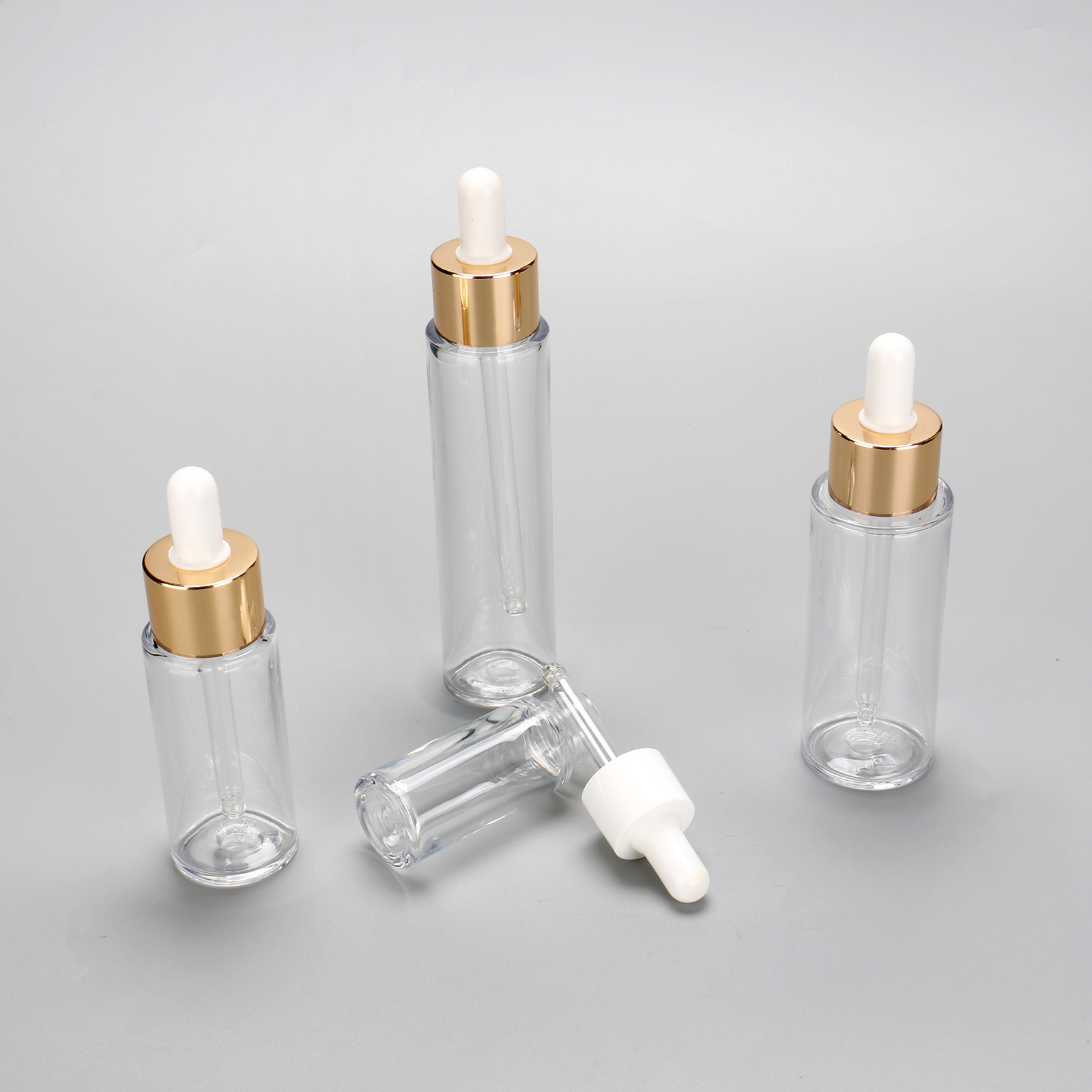 Empty 15ml 30ml 50ml 60ml Round Dropper Head Serum Bottle PET Plastic Clear Cosmetics Essential Oil Dropper Bottle