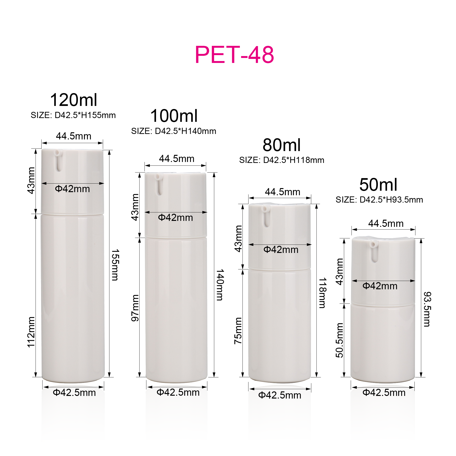 50ml 80ml 100ml 120ml Empty Travel Vacuum Cosmetic Serum Bottle Airless Skin Care Lotion Pump Bottle